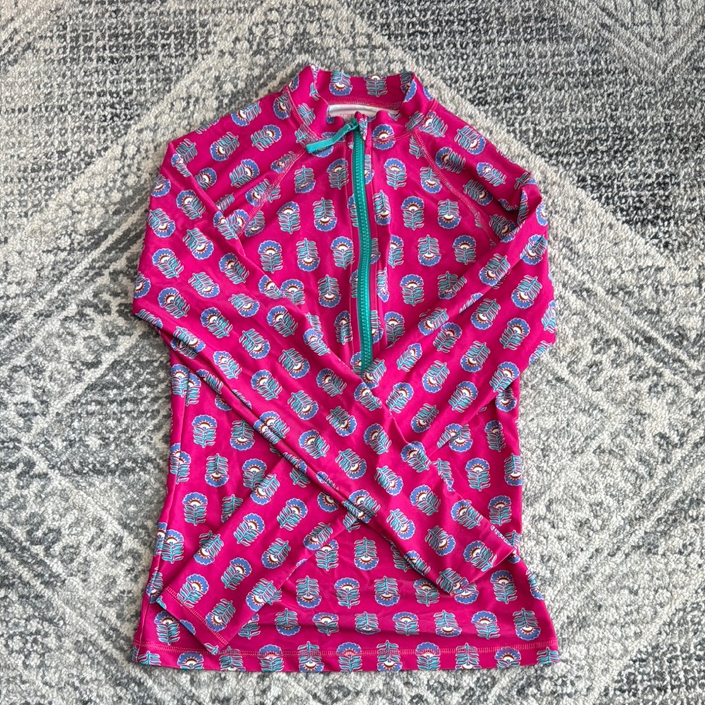 J. Crew Pink and Blue Patterned Bikini Top
